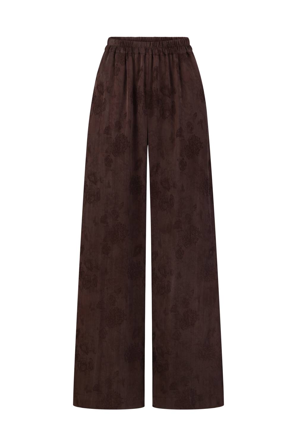 Brown straight-leg elastic waist trousers 2