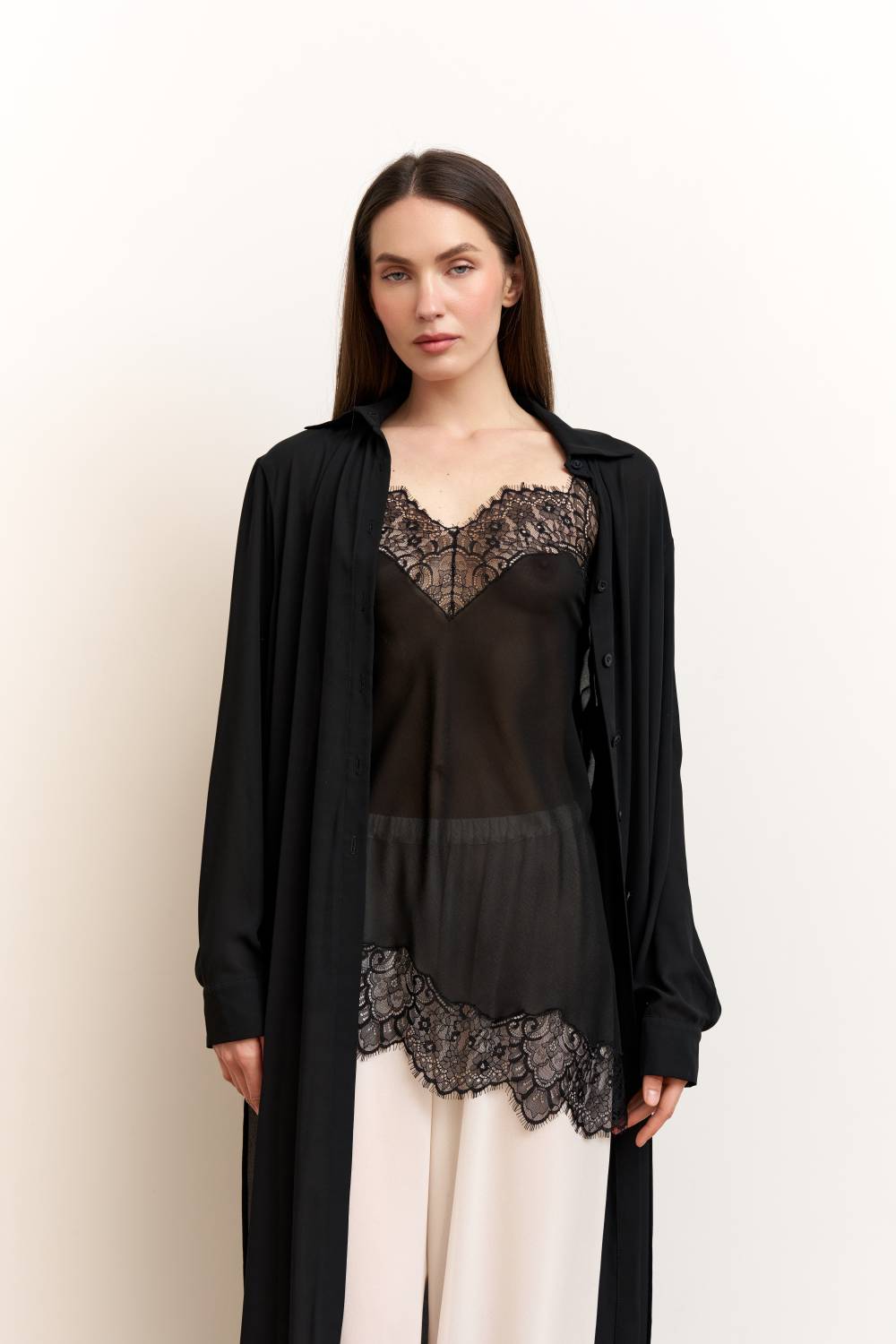 Asymmetric lace top in black2