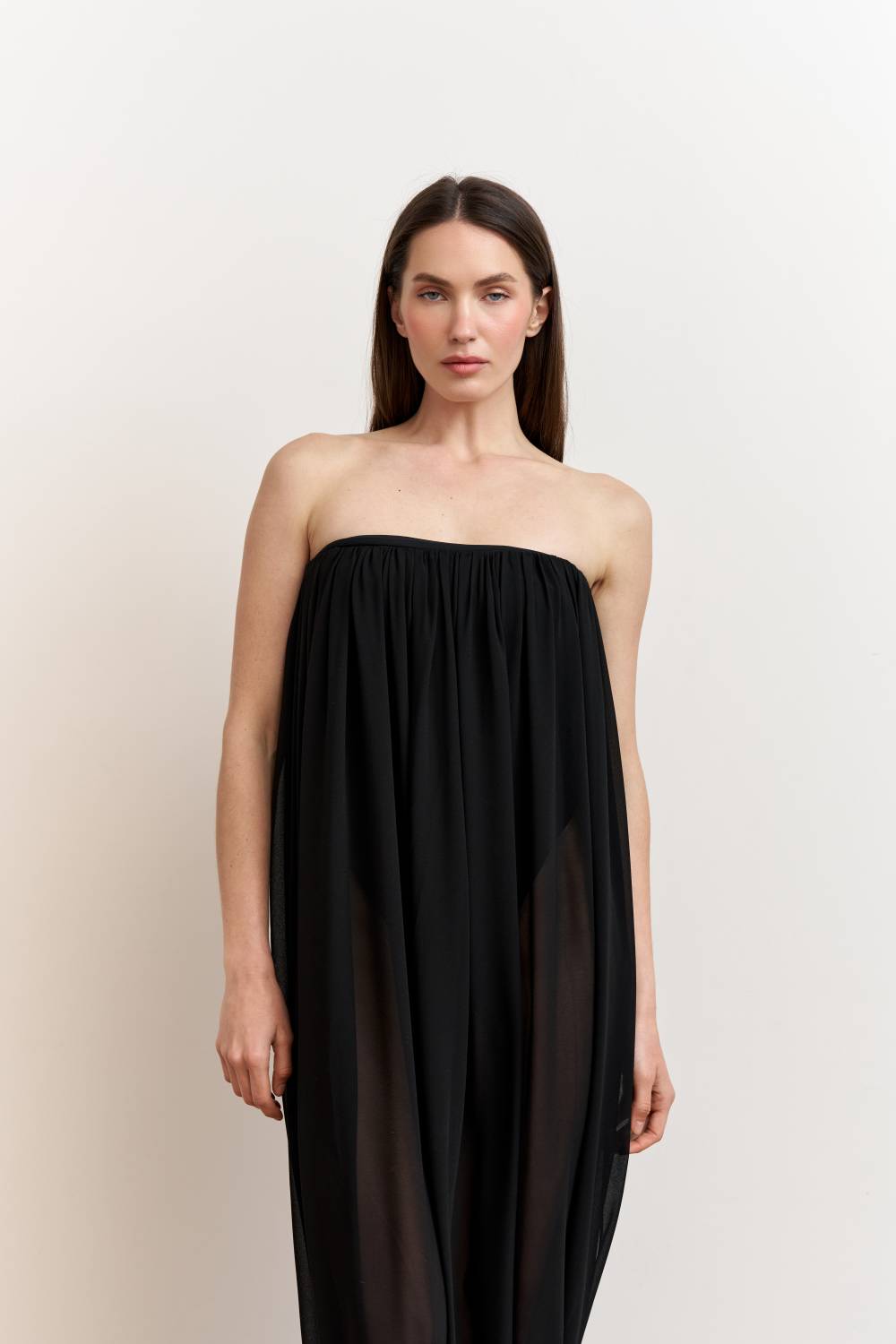 Black draped bodysuit dress5