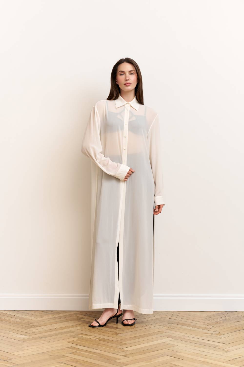 MILKY LONG CHIFFON SHIRT 1