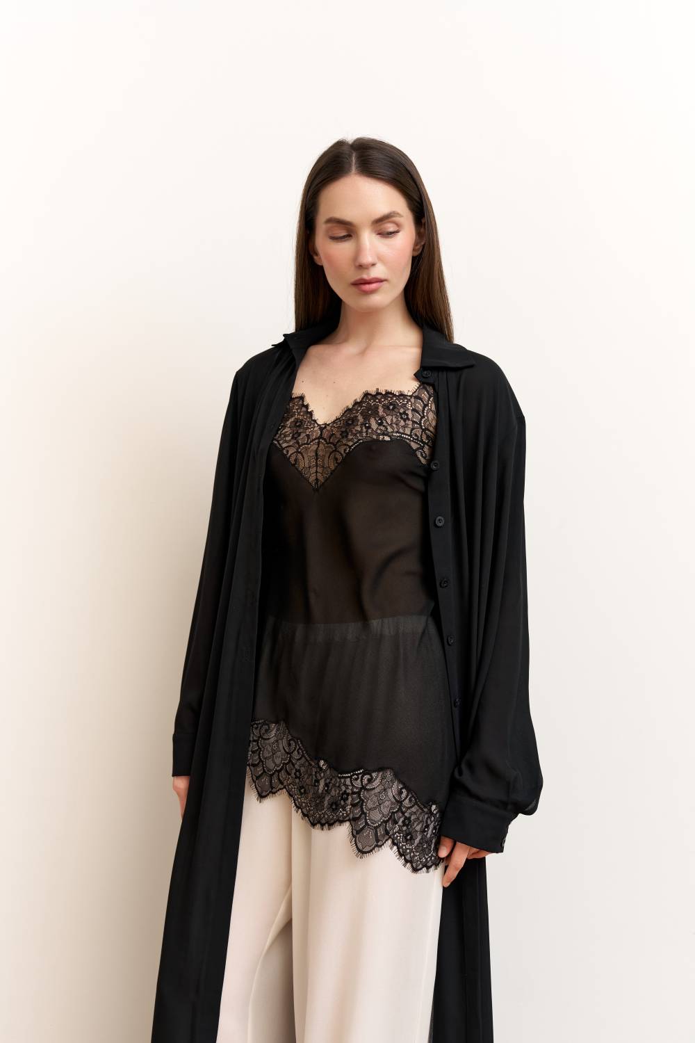 Asymmetric lace top in black7