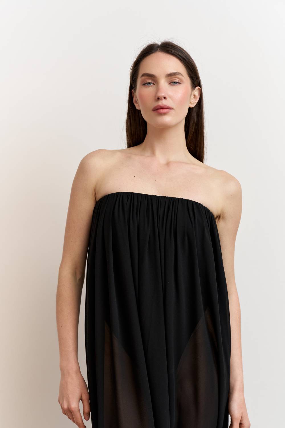 Black draped bodysuit dress9