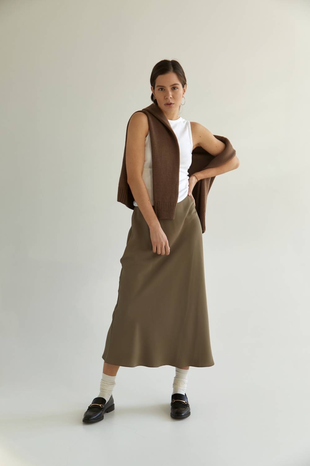 Olive midi skirt2