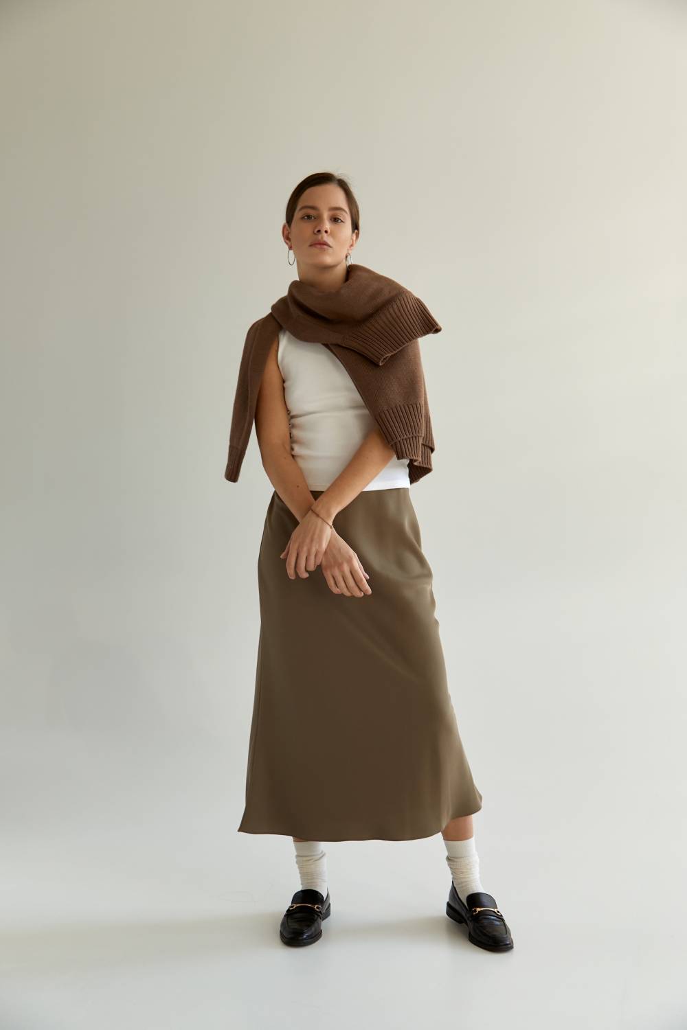 Olive midi skirt3