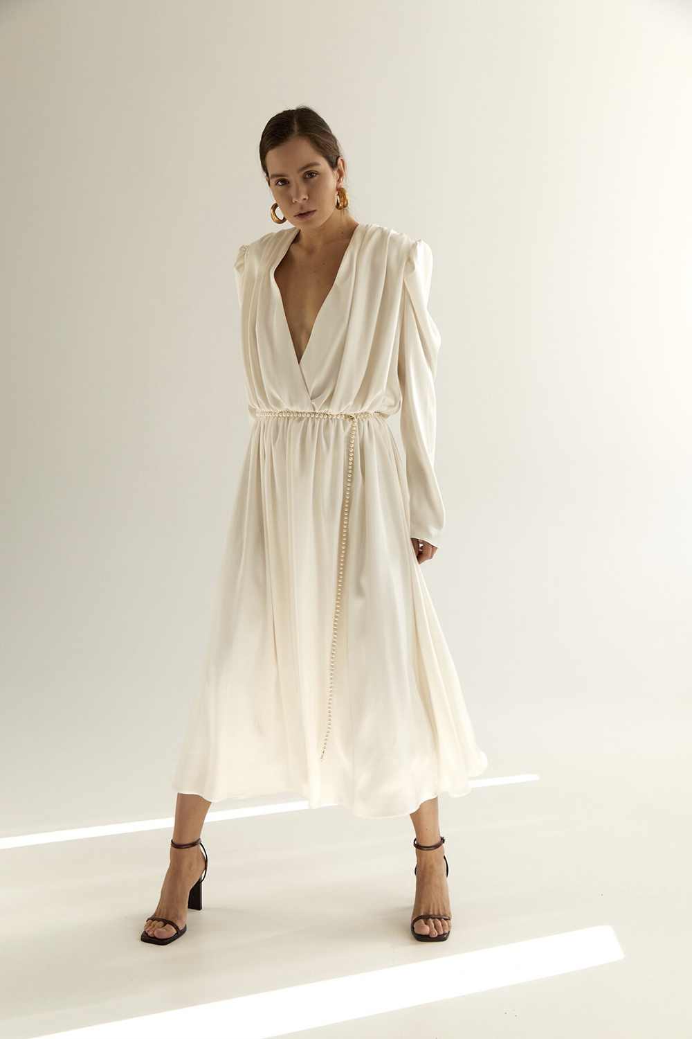 Milky satin dress 5